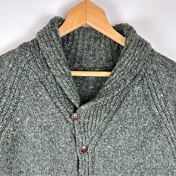 J Crew Wool Blend Knit Shawl Collar Cardigan Sweater Preppy Grandpa - Picture 2 of 7